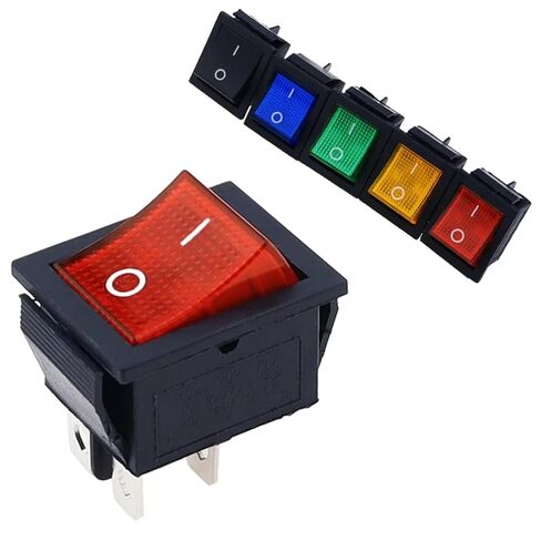 KCD4 مفتاح الروك 4 دبوس ON-Off 2 موضع مع ضوء، 16A 250VAC 20A 125VAC، مفتاح طاقة مضيء باللونين الأحمر والأزرق للمعدات الكهربائية (أصفر) in Kuwait