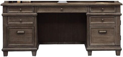 BOWERY HILL Set of 2 Credenza Office Desk Writing Table and Open Bookcase - Gray in Saudi Arabia