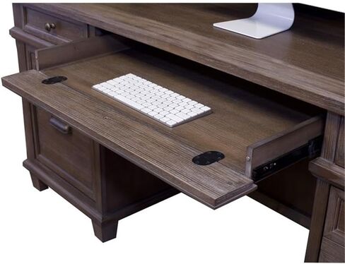 BOWERY HILL Set of 2 Credenza Office Desk Writing Table and Open Bookcase - Gray in Saudi Arabia