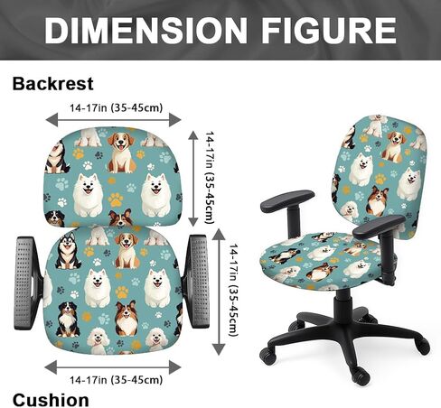 2pcs Cartoon Dog Computer Office Chair Covers Pet Rotating Chair Slipcovers Stretchable Washable Anti-Dust Chairs Protective Slipcover for Universal Desk Rotating Chair Computer Chairs in Saudi Arabia