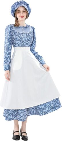 LSYYSKB Women Pioneer Dress Prairie Colonial Costume Dress 1800s American Historical Pioneer Prairie Laura Costumes in Saudi Arabia