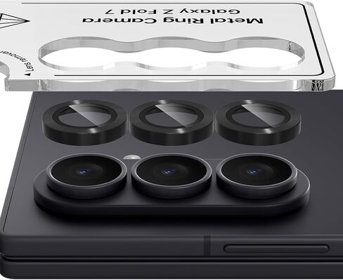 Suoman 2-pack for Samsung Galaxy Z Fold 7 Camera Lens Protector, [CD Lines] Metal Texture Style Tempered Glass Camera Lens Cover [Positioning assistance]- Black in Saudi Arabia