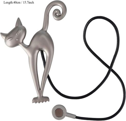 GLOGLOW Curtain Swag Holder Metal Cat Shape Magnetic Curtain Holders, Cotton Tieback Clips, Silver, 15.7 Inch, Easy Installation, 2 Pack Nan Daily Necessities in Saudi Arabia