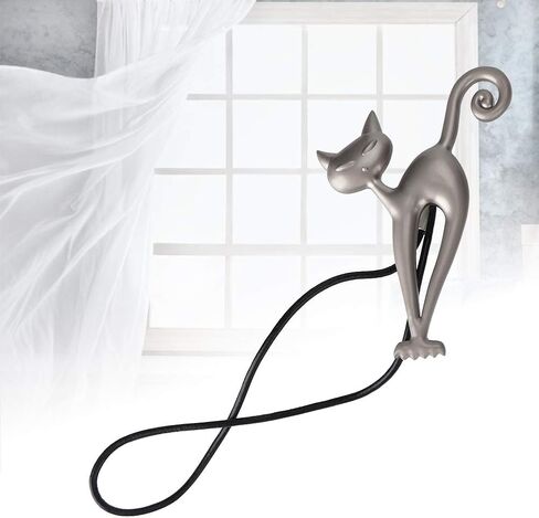GLOGLOW Curtain Swag Holder Metal Cat Shape Magnetic Curtain Holders, Cotton Tieback Clips, Silver, 15.7 Inch, Easy Installation, 2 Pack Nan Daily Necessities in Saudi Arabia