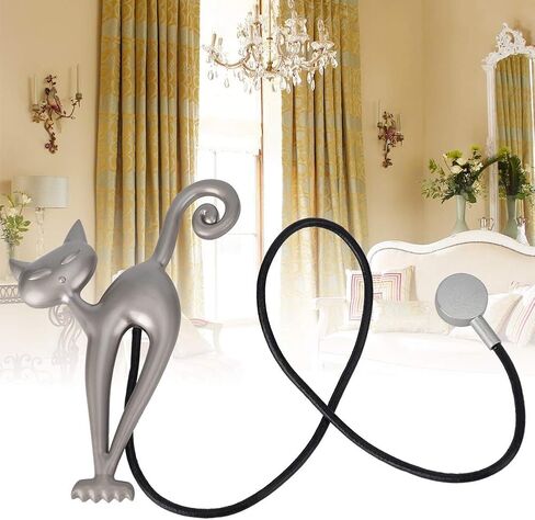 GLOGLOW Curtain Swag Holder Metal Cat Shape Magnetic Curtain Holders, Cotton Tieback Clips, Silver, 15.7 Inch, Easy Installation, 2 Pack Nan Daily Necessities in Saudi Arabia