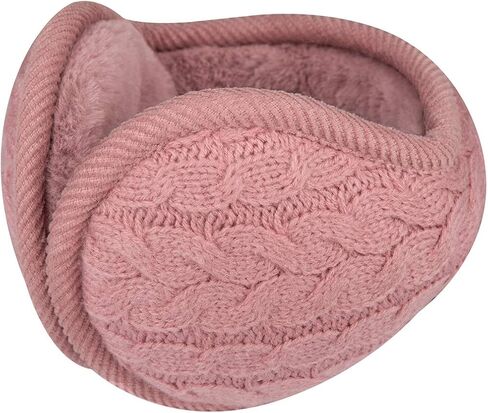 Surblue Unisex Warm Knit Cashmere Winter Pure Color Earmuffs with Fur Earwarmer, Adjustable Wrap, Pink, Large in Saudi Arabia