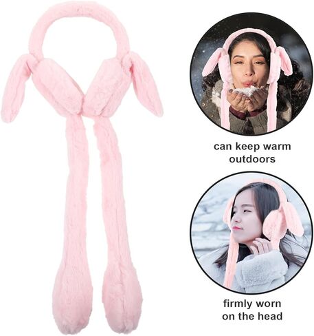 HANABASS Rabbit Ear Earmuffs Women Winter Plush Movable Ear Warmers Cold Weather Outdoor Accessories in Saudi Arabia
