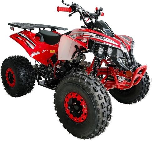 HHH ترقية 125cc ATV Sports ATV Quad Youth Utility Style 125cc ATV أوتوماتيكية بالكامل مع غاز عكسي ATV 4 ويلر أوتلاندر ATV Quads إطارات كبيرة 19/18 بوصة (أحمر) in Kuwait