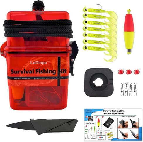 Mini Survival Fishing Kit Small Emergency Fishing Gear Box Pocket Fishing Tackle Travel Fishing Shoebox Surf Survivalist Fishing Accessories Pack Gifts for Fishing Starter Men in Saudi Arabia