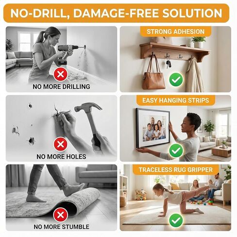 شريط Bekhic® مزدوج الجوانب شديد التحمل، شريط تثبيت شفاف نانو لاصق مزدوج الجوانب، شرائط لاصقة لتعليق الصور (9.85 قدم) in Kuwait