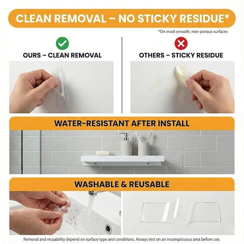 شريط Bekhic® مزدوج الجوانب شديد التحمل، شريط تثبيت شفاف نانو لاصق مزدوج الجوانب، شرائط لاصقة لتعليق الصور (9.85 قدم) in Kuwait