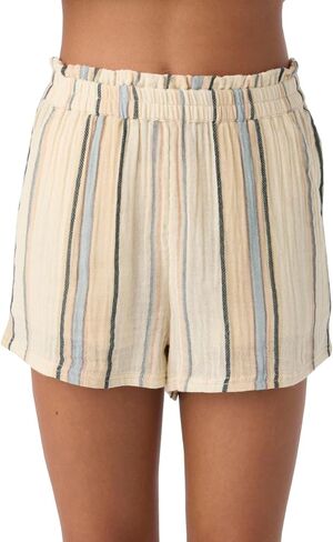 O’Neill Girls’ Carlita Jacey Stripe Beach Short – Crinkle-Gauze Pull-On with Paperbag Elastic Waist & Pastel Vertical Stripes in Saudi Arabia