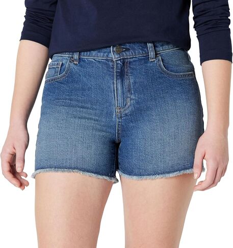 Amazon Essentials Girls' Girls' Medium Stretch Mid-Rise Cut-Off Jean Shorts in Saudi Arabia