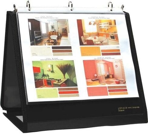 Lion Insta-Cover Round Ring Easel Binder - 1 1/2" Binder Capacity - Letter - 8 1/2" x 11" Sheet Size - Fastener(s): 3 x Round Ring - Pocket(s): 80 - Horizontal Orientation - Black - Recycled - Label Holder, Reinforced Sewn Edge, Business Card Holder in Saudi Arabia