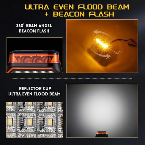 2-in-1 Amber Plow Lights - 2 PCS Waterproof Strobe Emergency Flashing Lights - Safety Warning Lights for Snow Plow Trucks Construction Cars ATV Forklift in Saudi Arabia