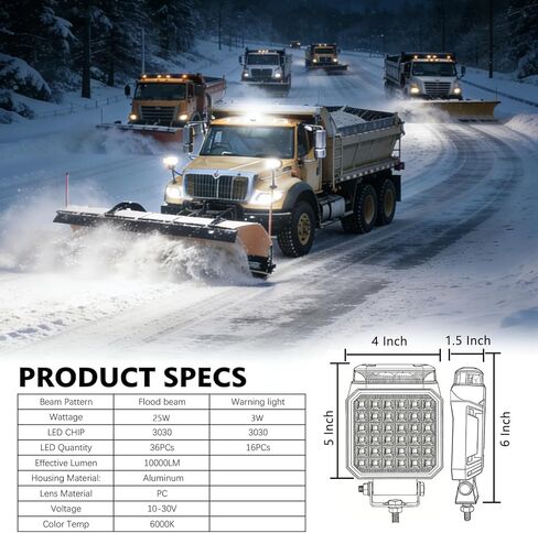 2-in-1 Amber Plow Lights - 2 PCS Waterproof Strobe Emergency Flashing Lights - Safety Warning Lights for Snow Plow Trucks Construction Cars ATV Forklift in Saudi Arabia