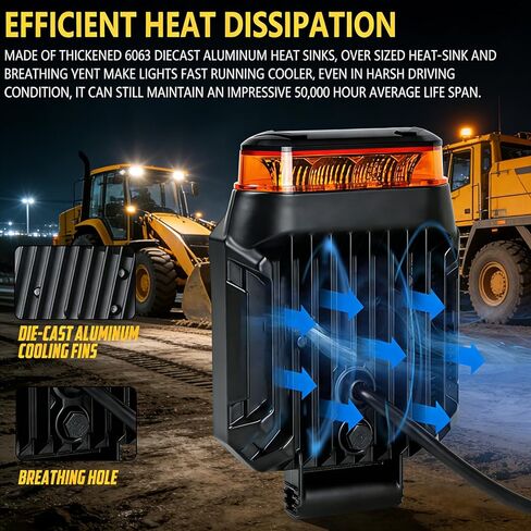 2-in-1 Amber Plow Lights - 2 PCS Waterproof Strobe Emergency Flashing Lights - Safety Warning Lights for Snow Plow Trucks Construction Cars ATV Forklift in Saudi Arabia
