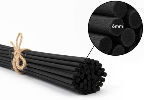 Thick Black Fiber Diffuser Reeds, 6mm Thick, 10 Inch, 25pcs, Black Diffuser Sticks for Fragrance Oils, Essential Oils (Black, 6mm) in Saudi Arabia