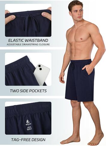 3 Pack Mens Cotton Pajama Shorts Soft Comfortable Lounge Shorts with Drawstring & Two Pockets Sleep Bottoms for Men in Kuwait