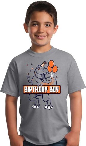 Birthday Boy T-Rex | Dinosaur Birthday Party, Dino Themed B-Day Unisex T-Shirt - (Youth,S) in Saudi Arabia