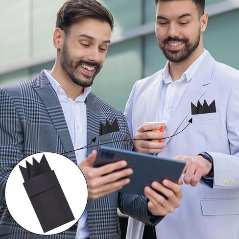 PLIGREAT 4 قطع من مربعات الجيب للرجال، مناديل سوداء مطوية مسبقًا على البطاقة، مربعات جيب بلون موحد للأعمال وحفلات الزفاف والحفلات الراقصة وإكسسوارات ديكور البدلة اليومية in Saudi Arabia
