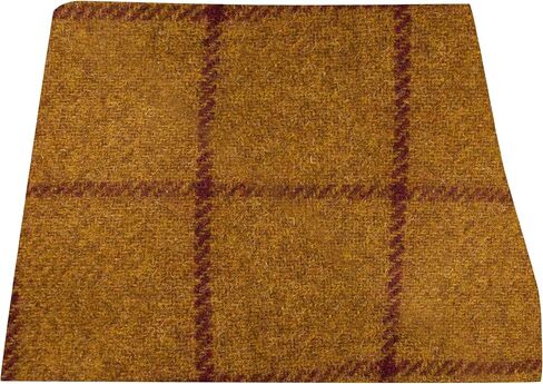 King & Priory Dark Mustard Check Pocket Square, Handkerchief, Tweed in Saudi Arabia