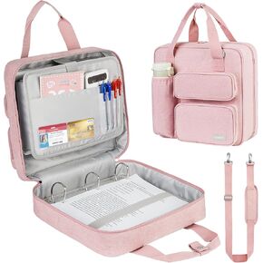 ملف بسحاب مكون من 3 حلقات، سعة 700 ورقة، مجلد 3 بوصة مع حزام كتف يناسب كمبيوتر محمول مقاس 13 بوصة للمدرسة والمكتب، أسود in Kuwait