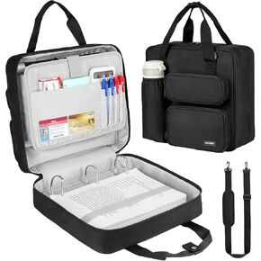 ملف سحاب مكون من 3 حلقات، سعة 500 ورقة، ملف مقاس 2 بوصة مع حزام كتف يناسب كمبيوتر محمول مقاس 13 بوصة للمدرسة والمكتب، أسود in Kuwait