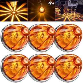 6PCS Watermelon Lights, Strobe & Constant Dual-Function, Waterproof Amber LED Marker Lights, Watermelon-Shaped Stop Turn Signal Clearance Lights for Kenworth Freightliner Peterbilt Semi Truck Trailer in Kuwait