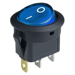 KCD1 Round Rocker Switch, SPST 3 Pin ON/Off Push Button Power Switch with LED Light, 12V/220V, Red Yellow Blue Green Indicator, Plastic (Green 12V) in Kuwait