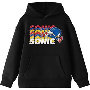 Bioworld Sonic The Hedgehog Sonic Dash Repeated Text Boy's Black Sweatshirt in Saudi Arabia