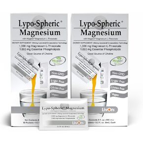 Lipo-Spheric Lypo Spheric Lreonate L Threonate 30 حزمة 1000 Mg مغنيسيوم لكل حزمة مغلفة لتحسين الامتصاص مهنيا و 100% غير Gmo 30 ca in Kuwait