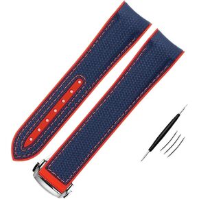 TOPBD High Density Nylon Silicone Watchband For Omega Watch Band 20mm 21mm 22mm Rubber Watch Strap Folding Clasp Curved End Wristwatches Belt in Saudi Arabia