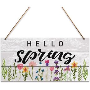 Spring Wall Decor Sign, Hello Spring, Spring Decorations for Home Bedroom Door Porch Rustic Flora Hanging Sign Spring Decor Indoor Outdoor Farmhouse Plaque, Wild Flower in Saudi Arabia