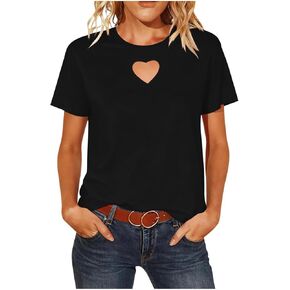 Heart Shape Cut Out Shirt Women Tops and Blouses Dressy Casual Short Sleeve Going Out Shirts Sexy 2026 Spring Summer in Saudi Arabia