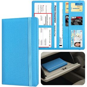 LINTRU Car Insurance and Registration Card Holder, Fits Folded Registration Papers, Double-Stitched Rigid Backing, Secure Elastic Closure, Vehicle Document Organizer, Car Accessories for Men & Women in Kuwait