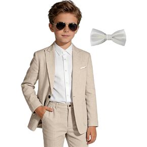 بدلات كتان للأطفال الصغار مكونة من قطعتين من الزي الصيفي النحيف للمراهقين، مجموعة سراويل وسترة رسمية لحفلات الزفاف على الشاطئ in Kuwait