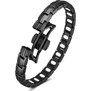 Feraco 2X Strength Magnetic Bracelets for Women Titanium Steel Magnetic Bracelet with Double Rows Ultra Strong Gauss Magnets, Jewelry Gifts (Black) in Saudi Arabia