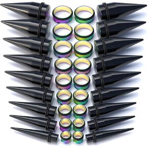 36pcs Ear Stretching Kit 00G to 1 inch 9 Sizes 2mm increment Big Ear Gauges with Holder Case | Tapers Tunnels 10mm-25mm 316L Surgical Stainless Steel Piercing Jewelry in Saudi Arabia