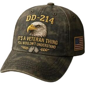 DD-214 Army Veteran Hat, Embroidered Patriotic Baseball Cap, Patriotic Veteran Day Gifts for Retired Soldiers (Green) in Saudi Arabia