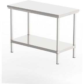طاولة إعداد المطبخ التجاري من الفولاذ المقاوم للصدأ، مقاس 39 × 20 بوصة، طاولة عمل NSF مع رف سفلي، عملية رسم أسلاك من 5 طبقات، سهلة التركيب (32 بوصة × 20 بوصة × 30 بوصة × منضدة عمل ذات طابقين) in Kuwait