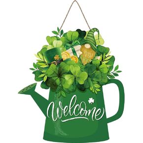 Lallisa St. Patrick's Day علامة ترحيب ديكورات خشبية للمنزل اكاليل ايرلندية للمنزل خشب معلق باب زنبركي معلق علامة ترحيب (نمط شامروك) in Kuwait