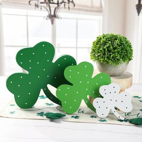 زينة عيد القديس باتريك بثلاثة أحجام من نباتات النفل الخشبية لرف المنزل ورف الموقد وطاولة النافذة وديكور النافذة باللون الأخضر in Kuwait