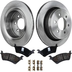 Replacement Rear Brake Disc and Pad Kit fits Ford F-150 V6 (2.7L / 3.5L / 3.7L) for models with Manual Parking Brake in Saudi Arabia
