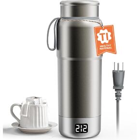 pure titanium electric kettle - portable water heater for travel, double-layer vacuum sealed titanium water bottle to boil and regulate temperature。100V-240V Smart Small Water Boiler for Tea 380ML in Saudi Arabia