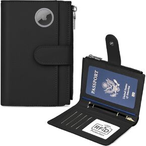 حامل جواز السفر للسفر، محفظة جلدية لجواز السفر مع فتحة Airtag، محفظة سفر تحجب RFID للنساء والرجال، حافظة غطاء جواز السفر مع جيب للعملات المعدنية لبطاقة تذكرة الطيران، هدية أساسيات السفر in Kuwait