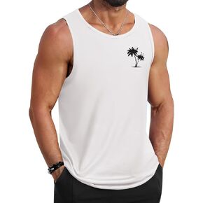 COOFANDY Mens Beach Tank Tops Summer Cotton Sleeveless Graphic T Shirts Palm Tree Casual Vacation Muscle Tank in Kuwait