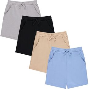 Stitch & Stone Boys '4 عبوات فرنسية Terry Shorts-شورتات صالة قطنية ناعمة وذاتية مع خصر مرن ومرن in Kuwait