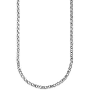 Platinum 3.4 mm Solid Rolo Chain Necklace 16" to 30" in Saudi Arabia