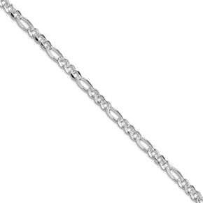 JewelryWeb 925 الفضة الاسترليني الروديوم مطلي 4mm تمهيد شقة فيجارو سلسلة قلادة سلسلة قلادة للنساء والرجال in Saudi Arabia